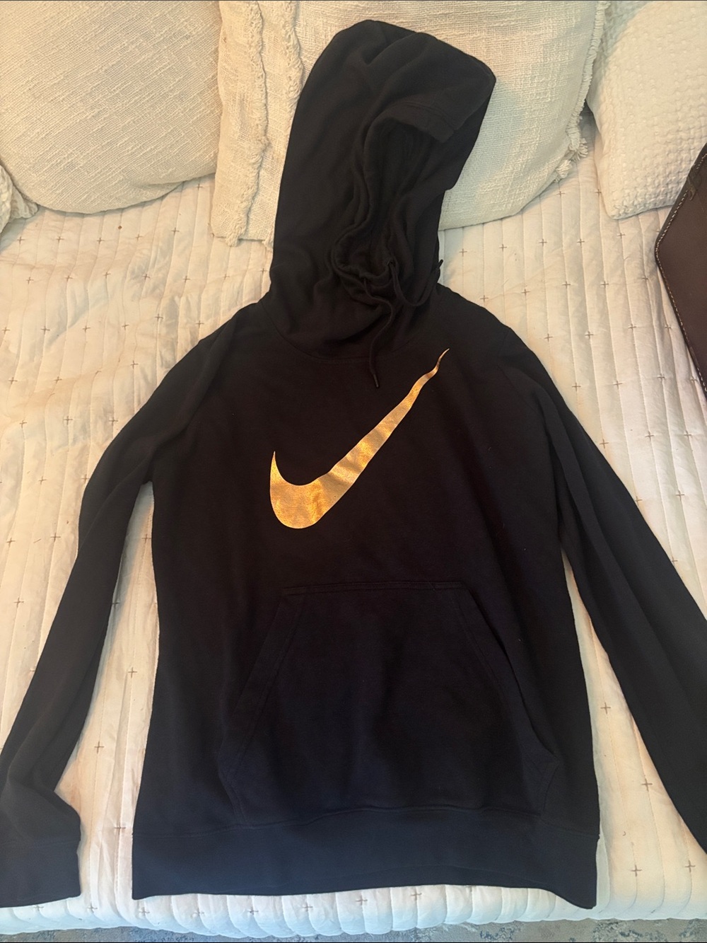 Nike Black Hoodie with Metallic Rose Swoosh